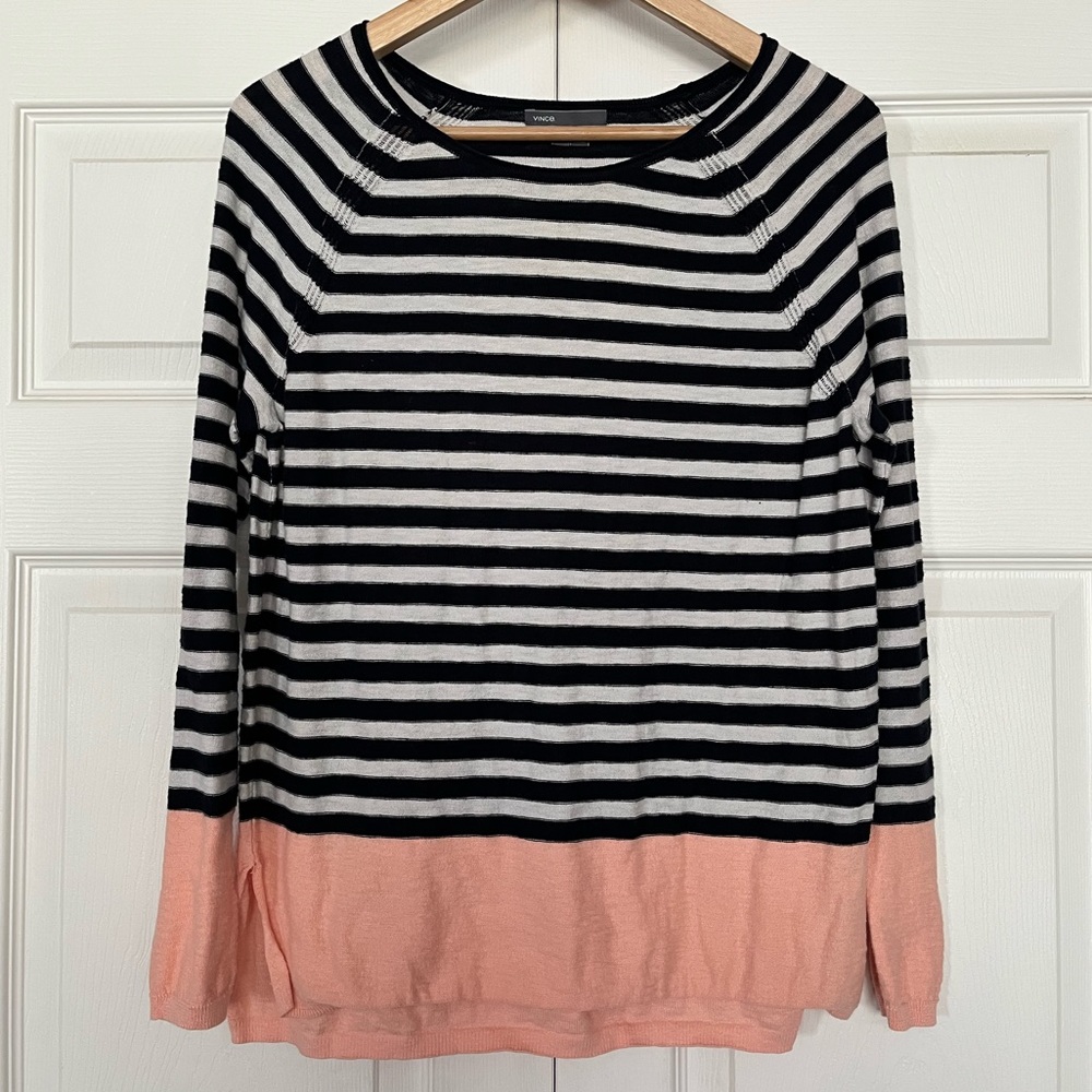 {Vince} Striped Colorblock Knit Sweater - Women's XS